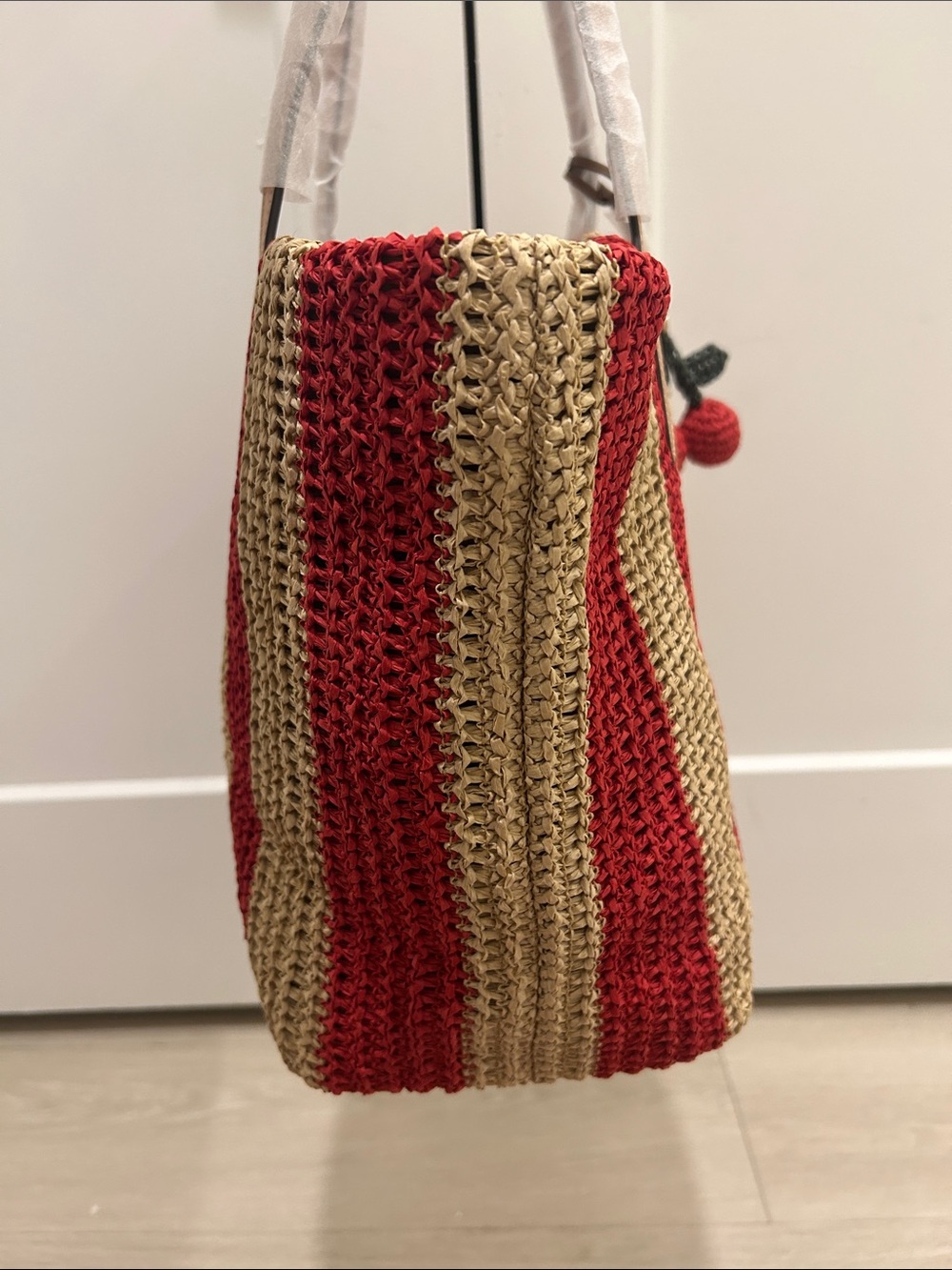 Coach (NWT) City Tote Bag With Stripes And Cherry Charm - Picture 6 of 16